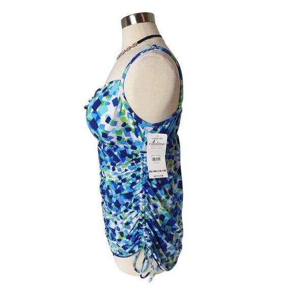 Women's Plus Swimsuit XL Slimming Tummy Control Shirred Sarong One Piece XL NWT - Picture 4 of 10